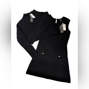 Christian Lacroix NWT 2-Piece Set: Black Knit Dress & Crop Sweater